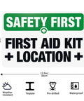 First Aid Kit Location Warning Sign 8x12 Metal Marker Plaque For Factory Construction Workshop Warehouse Garage Entry