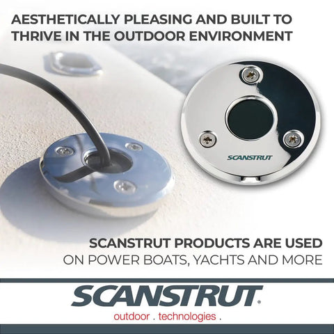 Heavy Duty Low Profile Cable Weatherproof Grommet Crafted From Marine Grade Stainless Steel For Solar Panels And Light Bars Featuring Drop Dead Tough IP68 Watertight Sealing With Zero Hassle Quick Install on a boat surface, showing wiring.