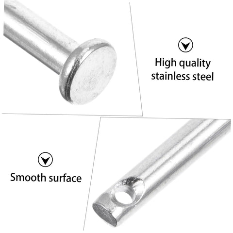 Close-up of 20 Piece Stainless Steel Flat Head Clevis Pin Kit for DIY locating fasteners, featuring high quality and smooth finish.