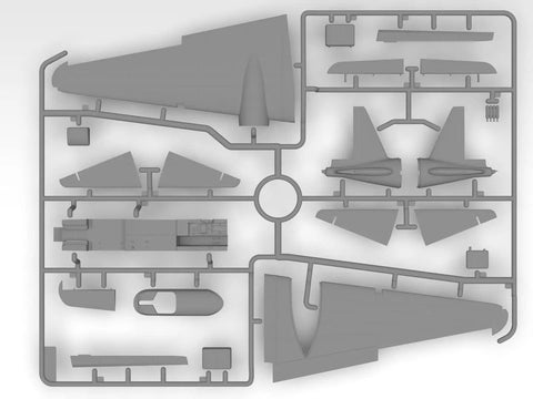 Ki 21 Ia Sally Japanese Heavy Bomber Model Kit Scale 1 To 72 gray plastic sprue with parts for assembly.