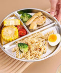 Portion Control Plates For Grownups, Stainless Steel Divided Dinner Plates For Weight Loss And Diabetic Diets with food served