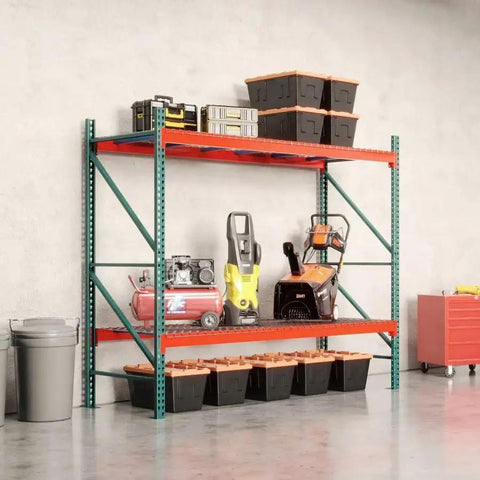 Heavy Duty 2 Tier Pallet Rack Starter Unit 42 By 144 By 96 Inches Rustproof Steel Rack Rig Built Tough To Handle Serious Loads Without Skipping A Beat For Warehouse Or Auto Supplier Storage Comes With No Decking