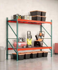 Heavy Duty 2 Tier Pallet Rack Starter Frame 48X96X96 Steel Warehouse Storage Rig Built Tough To Handle Heavy Hauls And Keep Inventory Sorted Straight Up With Zero Decking Included, storing tools and bins.