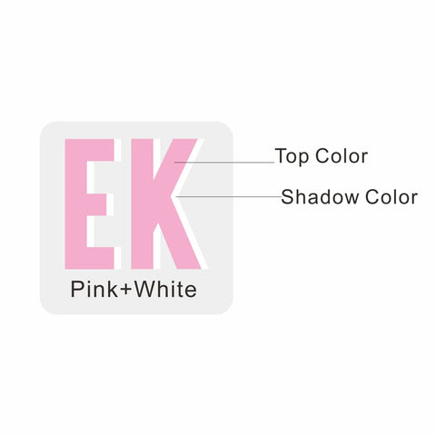 Image showing personalized initials 'EK' in pink with white shadow on Personalized Wet Dry Mesh Bag Water Resistant Pool Pouch And Travel Organizer For Bachelorette Parties Girls Trip Bridesmaids Makeup And Toiletry Bag Custom Initials Or Name.