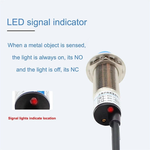 Capacitive Proximity Sensor Switch 6-36V DC Three-Wire NPN PNP NO NC 10mm Sensing Distance, with LED signal indicator