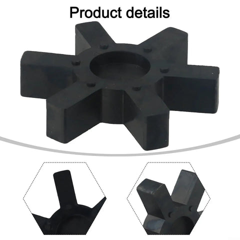 L190 Spider Insert For L-Jaw Coupling, Flexible Urethane Jaw Insert For Industrial Drives, Conveyors, Pumps, And Rotating Equipment, 113mm Diameter And 22mm Thick, Set Of 4 black spider insert shown front and side views