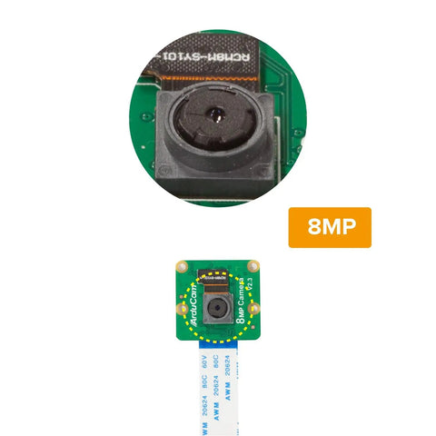Raspberry Pi Camera Module V2 8MP IMX219 For Pi 5 And Pi Zero Plug And Play Cam Upgrade with 15cm FFC cable, close-up view