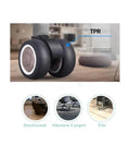 Five Pack Twin Roller Caster Wheels Built For Smooth Cruising On Your Home Office Rig Featuring Dead Silent TPR Rubber Glide Straight Shoot 11 Mm Stem Install with TPR rubber wheels on various flooring types.