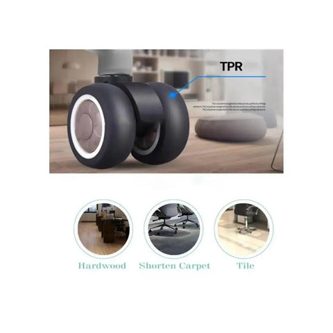 Five Pack Twin Roller Caster Wheels Built For Smooth Cruising On Your Home Office Rig Featuring Dead Silent TPR Rubber Glide Straight Shoot 11 Mm Stem Install with TPR rubber wheels on various flooring types.