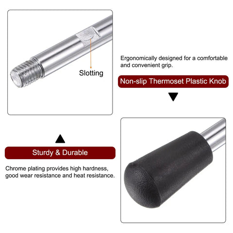 4 Pack M12 Thread Clamping Handles 210mm Length Chrome Plated Revolving Crank Handwheels with thermoset knob and slotting detail.