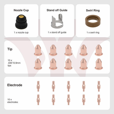 23 Piece Plasma Cutting Torch Consumables Set Including Tips And Electrodes For IPL50 Plasma Cutter Replacement Parts