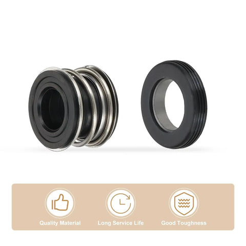 Two Pack Mechanical Seal Kit For Water Pumps, 17mm Inner Diameter And 33mm Outer Diameter Rubber Shaft Seals, Replacement Kit For 0.7 Inch Shaft Pumps, High Temp, Durable Pump Seal Set That Holds Up. Two black pump seals shown
