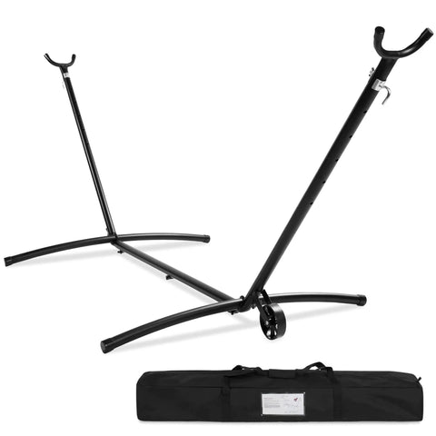 Heavy Duty 9 Foot Steel Hammock Stand With Built In Wheel For Easy Mobility Carrying Case Weather Resistant Finish And 450 Pound Capacity