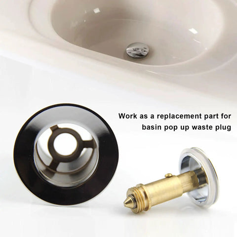 Slick Pair Of Solid Brass Basin Sink Drain Plugs With Smooth Push Pop Up Mechanism Rust Resistant Click Clack Stopper bathroom fitting
