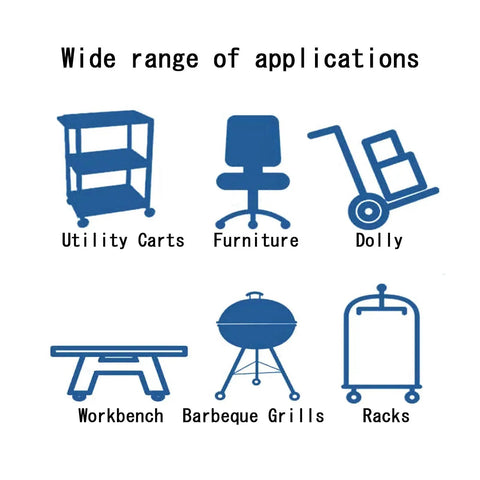 Heavy Duty Swivel Caster Wheels With Brake Thermoplastic Rubber Rollers And M10X30mm Threaded Stem applications on utility carts, furniture, and dollies.