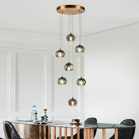 Smoke Crystal Pendant Light 1 Light Modern Prism Hanging Fixture With Mini LED 3W Adjustable Height Ceiling Lamp For Kitchen Island Dining Room Bedroom Vanity And Bar Area Lit Vibe over dining table