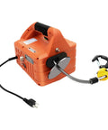 Heavy Duty Electric Hoist Winch With Wired Remote 1100 Lbs Portable Chain Hoist setup with handle and hook visible.