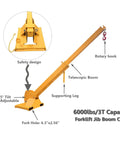 Forklift Jib Boom Crane With Adjustable Tilt 6600 Lbs Capacity showing safety design, adjustable tilt, and telescopic boom.