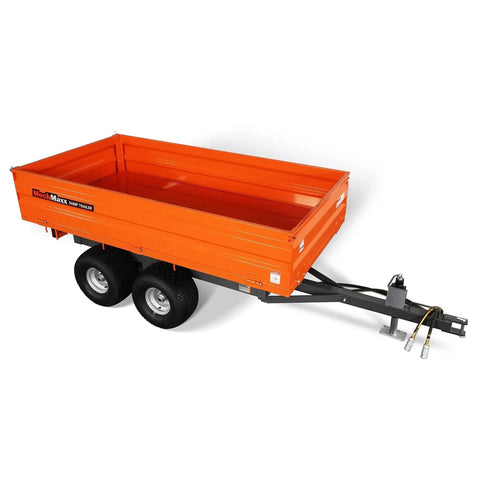 Orange 2 Ton Hydraulic Dump Cart With Tail Light For Farm And Garden Beefed Up Heavy Duty Dump Dumper Trailer DT4X8 Model