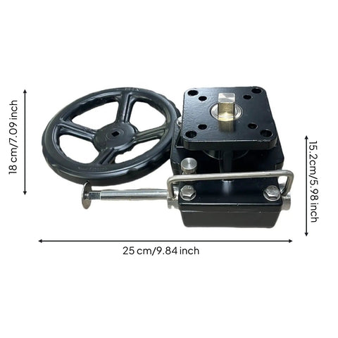 Manual Valve Actuator For Pneumatics With Handwheel And Lever Drive Shaft, 25 cm metal housing, compact mounting plate