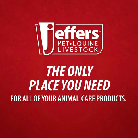 Jeffers Pet Equine Livestock logo on a solid red background.
