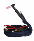 Beefed Up WP-18 Water Cooled Argon TIG Welding Torch Head featuring color coded braided hose and plug and play copper silicone build.