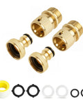 Two Pack Brass Garden Hose Quick Release Fittings Kit For Easy Water Connection Leak Proof And Durable Connectors Solid Brass Hose Adapters To Speed Up Your Yard Work And Stop Leaks.