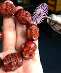 Using Rotary Tool Brush Disc Kit 1 Inch 35 Pcs With 3mm Shanks 7 Grits Ranging 80 to 2500 on carved wooden beads.