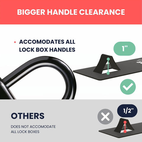 Image showing Rock Solid Over The Door Lock Box Bracket with 1 inch hook accommodating all lock box handles for easy access.