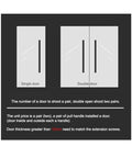 Diagram showing Half Moon Door Handles Set with 12 Inch Aluminum Push Pull Levers for single and double doors.
