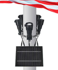 Lit 1000 Lumen Solar Flag Pole Light 5 In 1 Outdoor LED Dusk To Dawn Waterproof Fits 2 To 6 Inch Flag Pole, mounted under a flag
