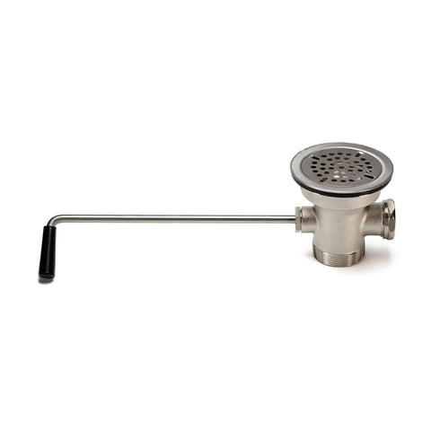 Brass Sink Drain Valve With Twist Handle Kit Includes Stainless Steel Strainer Plunger And Flange For 3.5 Inch Commercial Drains