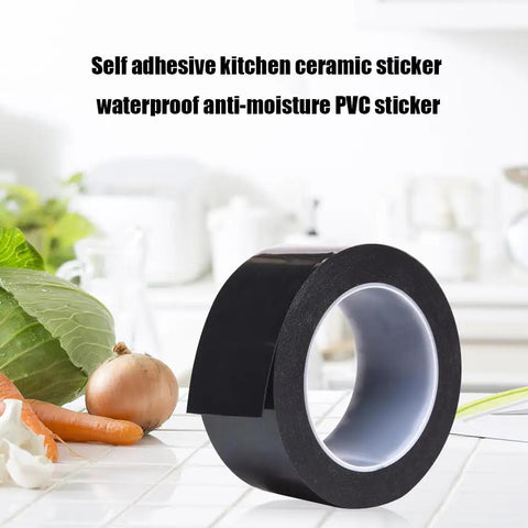Seamless Self Adhesive Shower Sink Caulk Strip Tape Sealing Solution For Bathroom Tub And Tile Waterproof Joint Protection Keeps Moisture Out on a kitchen counter with vegetables.