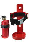 Beefy Wall Mount Fire Extinguisher Bracket for 2.5 lb Extinguishers, steel holder with quick release buckle, red powder coat