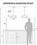 Dimensions and suggested height of Zobawlks Pendant Lights Kitchen Island: Mid-Century Hanging Light for ideal placement.