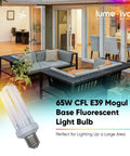 65W E39 Mogul Base CFL Bulb Daylight 6500K Quad Tube Beefy for Security Lighting Fixtures 300W Equivalent Fluorescent