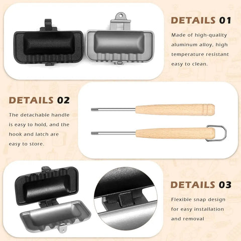 Stove Top 4 In 1 Sandwich Maker And Panini Grill detachable handles and aluminum plates detail