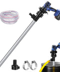 21V Battery Operated Electric Fuel Transfer Pump For Diesel Kerosene Water 92 Cm Oil Drum Siphon with stainless steel hose and accessories.