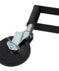 Rock Solid Spring Loaded Gate Wheels That Roll Smooth As Butter Heavy Duty Aluminum Caster close-up of five inch rubber roller.