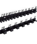 Wall Mounted Wrench Holder And Combination Wrench Organizer Rack With Number Display For 6-32 Wrenches, steel slots visible