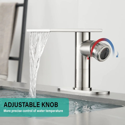 Brushed Nickel Vessel Sink Faucet With Single Hole Easy Install Hot And Cold Basin Mixer Single Handle Vanity Faucet with adjustable knob