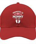 Low Profile Unstructured Womens Cap With Breathable Eyelets Six Embroidered Vents And Adjustable Buckle For A Custom Fit In Red The Go To Hat For Running Hiking Cycling And Everyday Comfort with "Promoted to Mommy Est. 2027" design