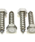 Set of four stainless steel hex-head lag bolts, 3/8 in x 1-1/2 in, plain finish for wood