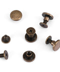 Slick Screw On Brads For Leather Crafts Dope Flat Head Rivets 5mm Copper Brass Repair Fasteners in assorted sizes.
