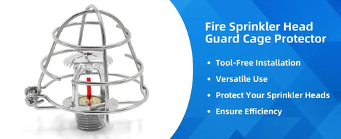 10 Pack Half Inch Zinc Plated Steel Fire Sprinkler Head Guards With Stainless Mounting Hardware Ultimate Cage Cover For Commercial Safety Systems, showing a close-up of a steel cage protector for sprinkler heads.