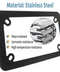 Badass Matte Black Stainless Steel Motorcycle License Plate Frame With Heavy Duty Tag Holder, corrosion resistance text overlay