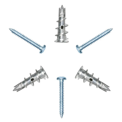 Drywall Anchor Kit With Self Drilling Screws DIY Friendly Zinc Alloy Wall Fasteners Yellow Zinc Plated Carbon Steel Rust Resistant Self Tapping Anchors No Prep Install Easy Mount For Shelves Picture Frames And TV Mounts, anchors and screws set