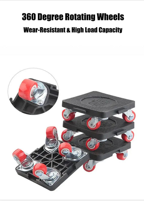 Heavy Duty Furniture Mover Lifter Kit with four wheel dollies and extension bar for moving sofas, cabinets, and beds up to 440 lbs