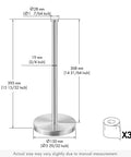 Freestanding Brushed Stainless Steel Toilet Paper Holder With Rock Solid Heavy Base Holds Three Rolls Anti Tip Bathroom Storage Stand measurements