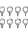 M8 Metric Lifting Eye Bolt Set in 304 Stainless Steel Ring Eyebolt for Rigging Hoisting and Machinery Applications Eight Piece Pack